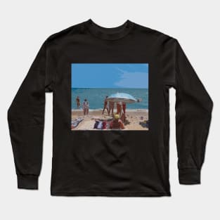 Impressionist summer scene and the black sea beach Long Sleeve T-Shirt